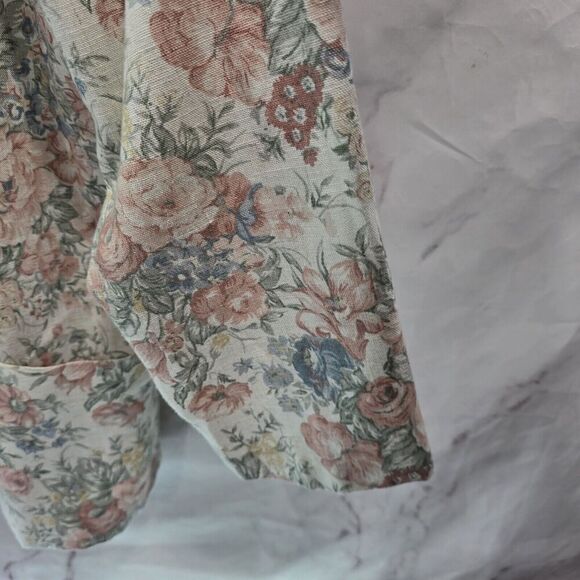 Vintage Blazer Womens 1X Pink Floral 1 Button Cottagecore Tea Garden 90s 80s - Picture 4 of 12
